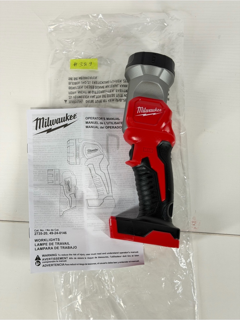 #389 New Milwaukee 2735-20 LED Flashlight M18 Cordless 18 Volt Li-Ion Work Light